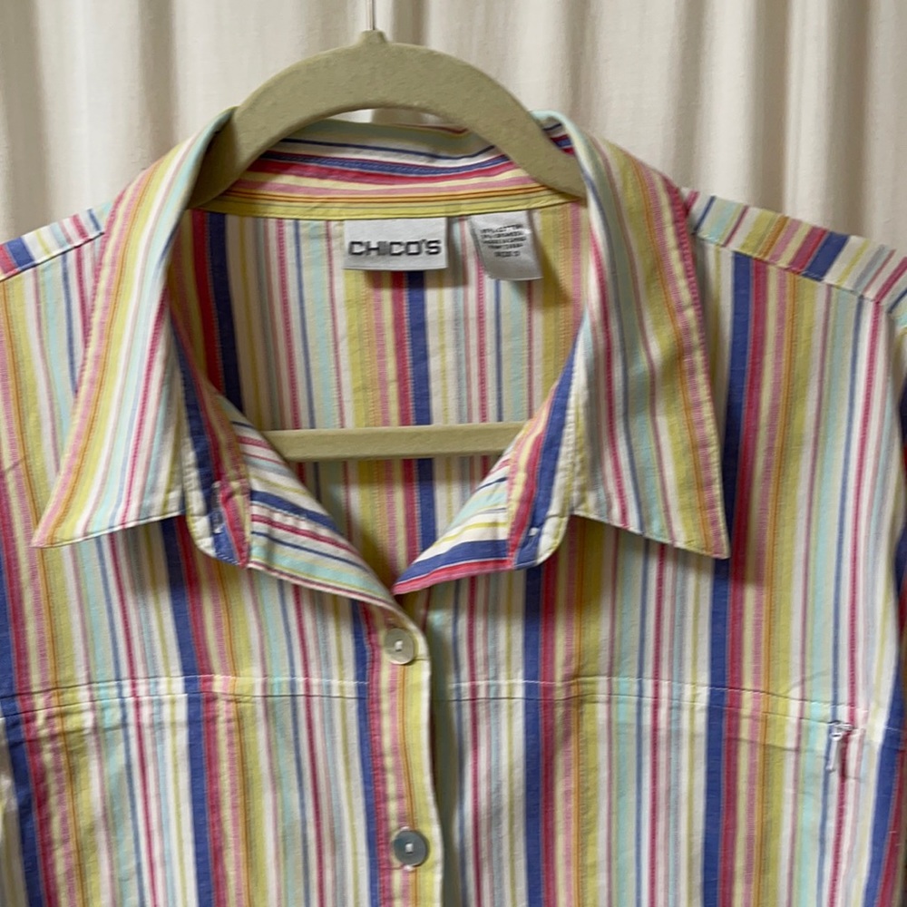 Chico’s Long Sleeve Spandex Striped Top